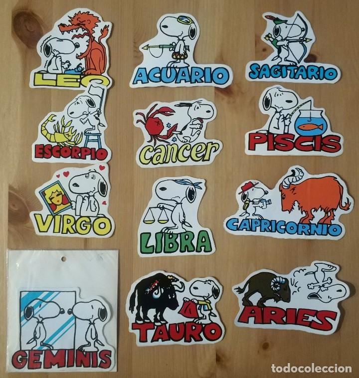 Pegatinas de colecci&oacute;n: LOTE 12 ANTIGUAS PEGATINAS SNOOPY TODOS LOS HOROSCOPOS, A&Ntilde;OS 80 SIN PEGAR 12 CMS