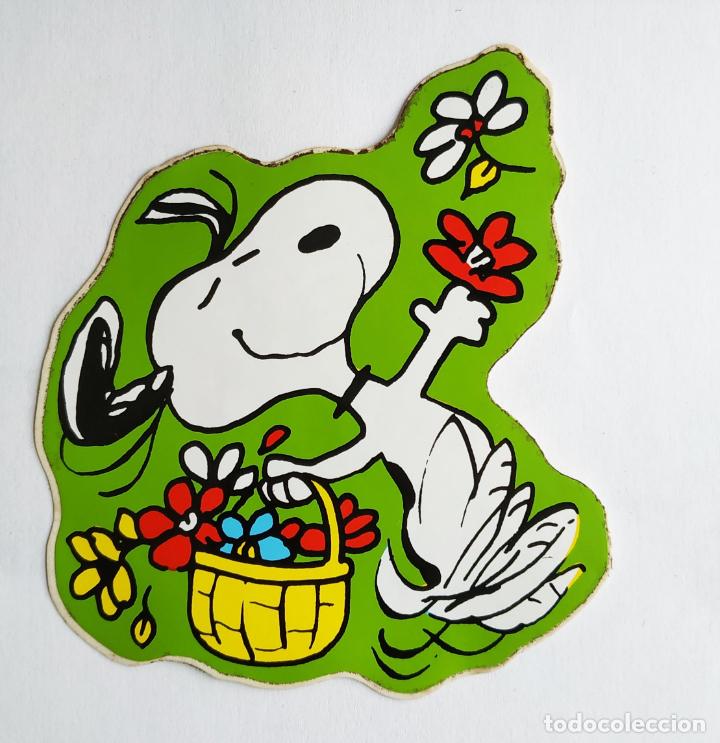 Pegatinas de colecci&oacute;n: ANTIGUA PEGATINA SNOOPY , CON CESTA DE FLORES , A&Ntilde;OS 80 , SIN PEGAR 9,5 CMS