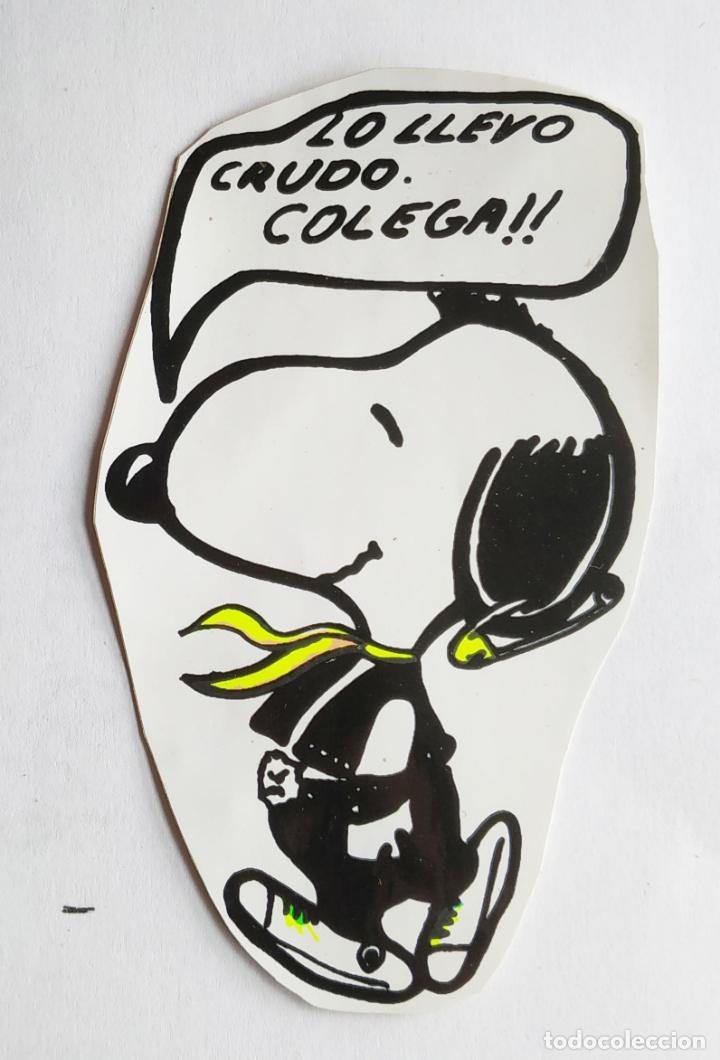 Pegatinas de colecci&oacute;n: ANTIGUA PEGATINA SNOOPY , LO LLEVO CRUDO COLEGA , A&Ntilde;OS 80 , SIN PEGAR 10,5 CMS