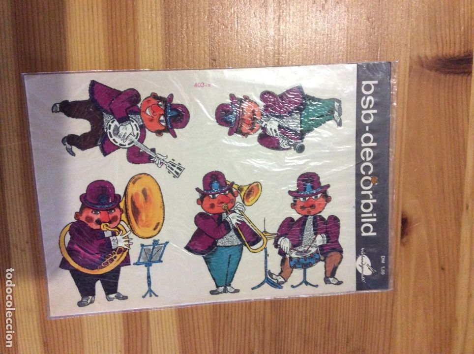 Pegatinas de colecci&oacute;n: BSB DECORBILD ADHESIVO VIN&Iacute;LICO PEGATINA ALEMAN A&Ntilde;OS 60 O 70 MUSICOS TIMBAL BANJO TROMPETA DULZAINA