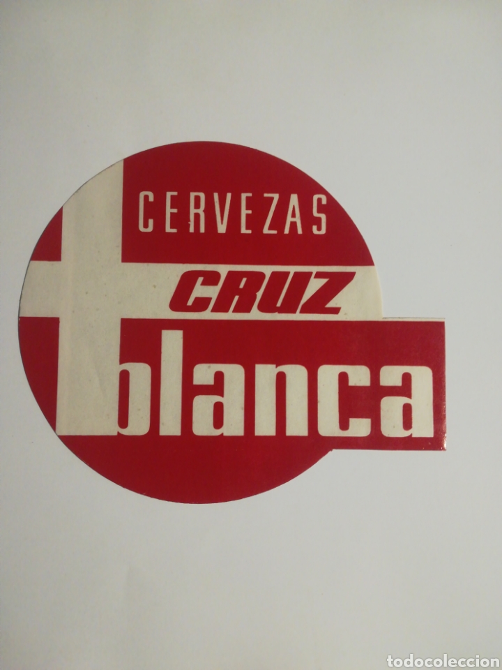 Pegatinas de colecci&oacute;n: Pegatina Cervezas Cruz Blanca. Tama&ntilde;o 140x115mm