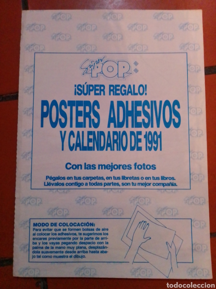 Pegatinas de colecci&oacute;n: Super regalo posters adhesivos y calendario 91 obsequio de la revista super pop incompleto