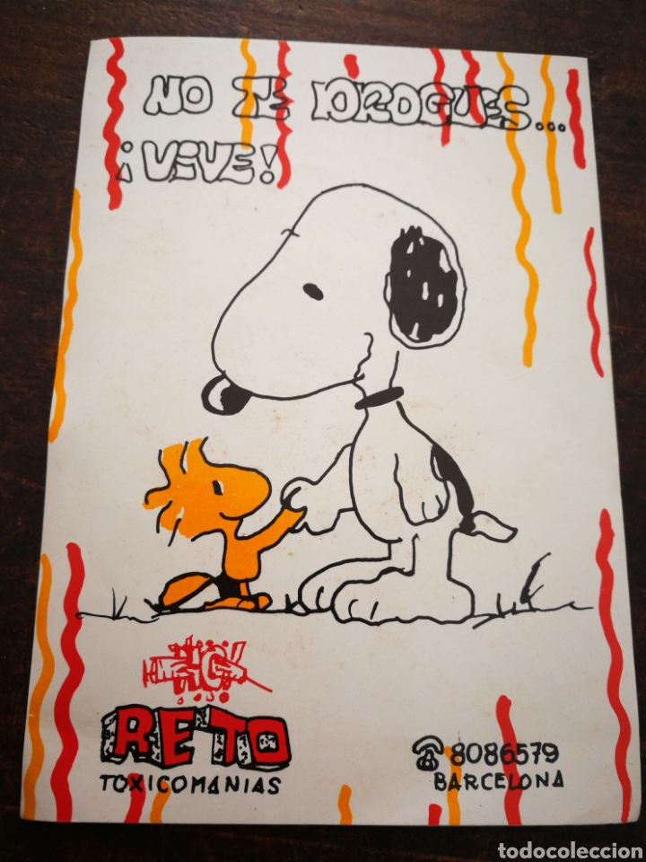 Pegatinas de colecci&oacute;n: PEGATINA STICKER SNOOPY CAMPA&Ntilde;A NO TE DROGUES... VIVE!- RETO TOXICOMANIAS, 15X10'5CM. DIF&Iacute;CIL!!!.