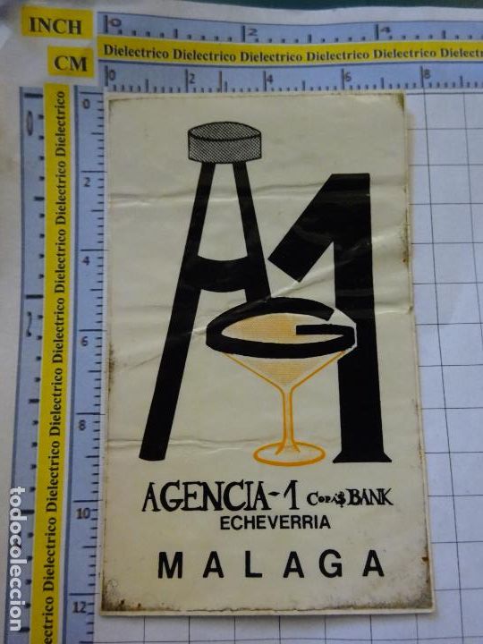 Collection stickers: PEGATINA DE DISCOTECAS BARES PUBS. DISCOTECA AGENCIA 1 COPAS BANK M&Aacute;LAGA. 24