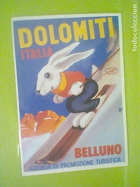 Pegatinas de colecci&oacute;n: DOLOMITI PROMOCION TURISTICA ADHESIVO PEGATINA SKI ALPINISMO ITALIA CONEJO ESQUIANDO 11,5 X 8 CMS