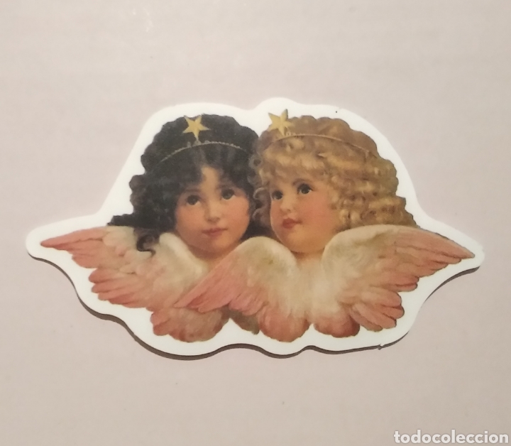 Pegatinas de colecci&oacute;n: Pegatina pareja angelitos 6 x 3,5 cm angeles