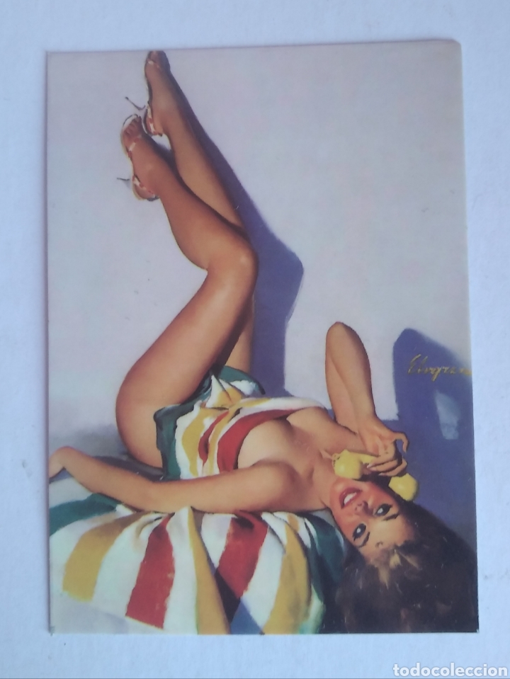 Pegatinas de colecci&oacute;n: Pegatina chica pin Up tel&eacute;fono 7 x 5,5 cm