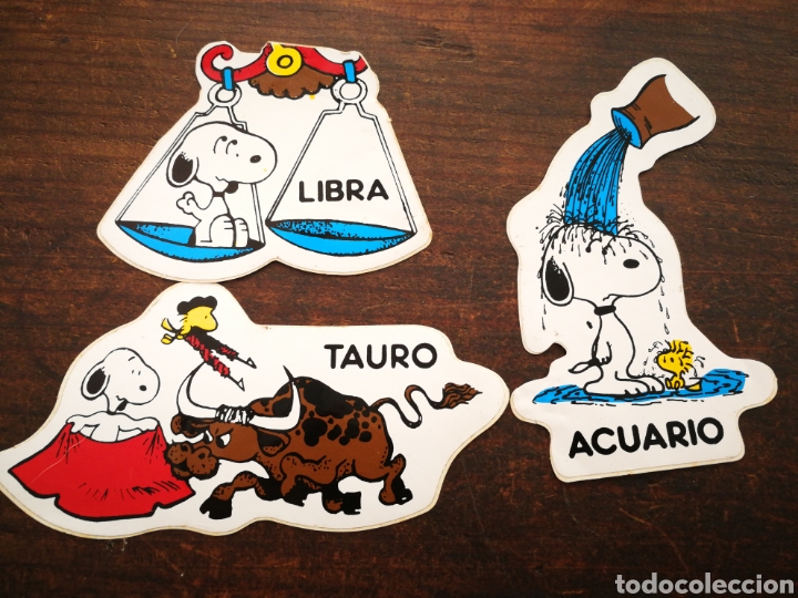 Pegatinas de colecci&oacute;n: PEGATINAS ADHESIVOS SNOOPY- HOR&Oacute;SCOPO (LIBRA, ACUARIO, TAURO).