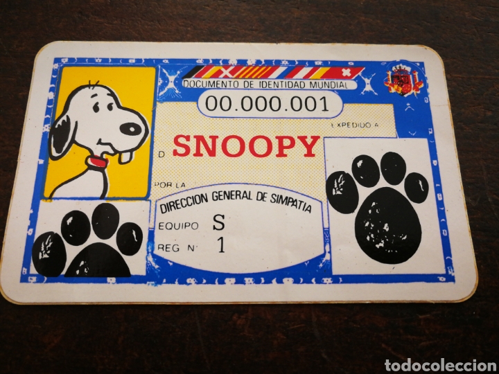 Pegatinas de colecci&oacute;n: PEGATINA ADHESIVO SNOOPY, DOCUMENTO IDENTIDAD MUNDIAL. 10'5X6'5CM.