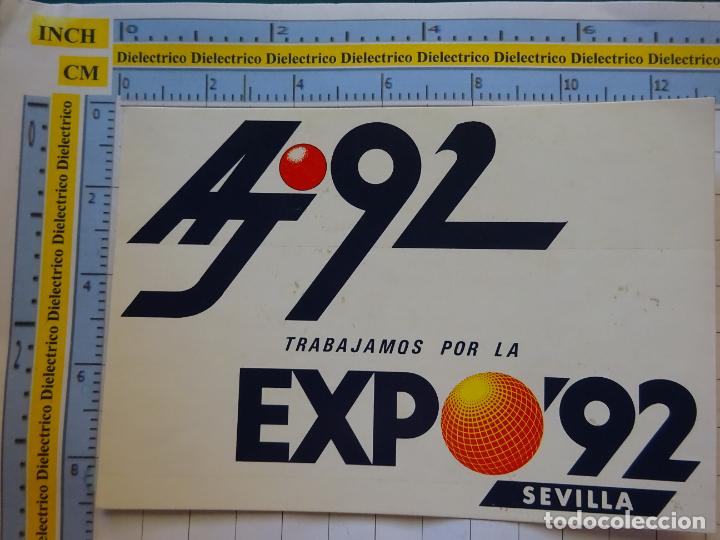 Pegatinas de colecci&oacute;n: PEGATINA DE LA EXPO 92 1992 SEVILLA. AJ 92 TRABAJAMOS POR LA EXPO. 34