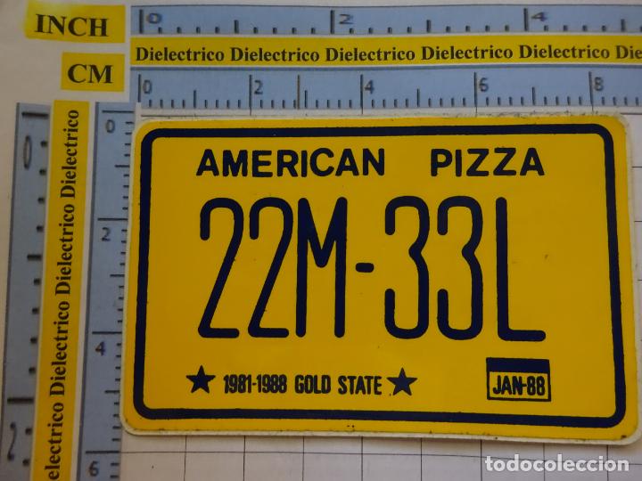 Autocolantes de cole&ccedil;&atilde;o: PEGATINA MATR&Iacute;CULA COCHE. AMERICAN PIZZA 1981 1988 GOLS STATE. 39