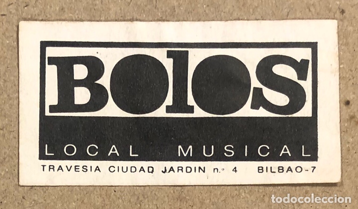 Adesivi di collezione: BOLOS LOCAL MUSICAL (BILBAO). PEGATINA PUBLICITARIA BAR MOVIDA BILBA&Iacute;NA (A&Ntilde;OS 80).