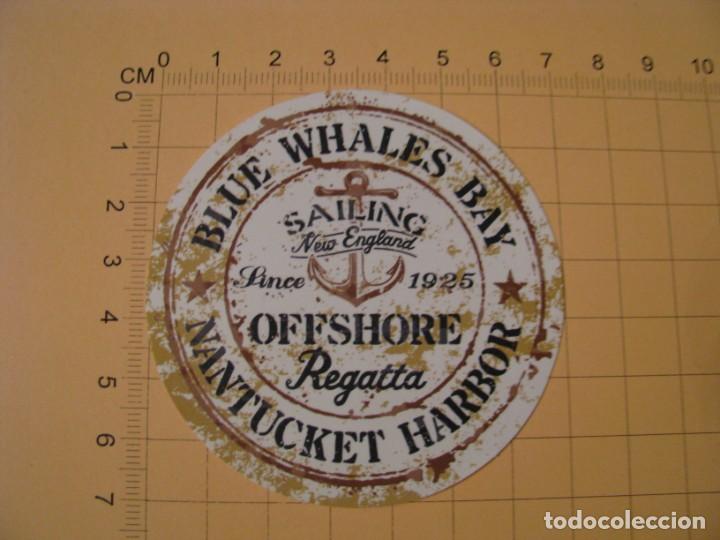 Pegatinas de colecci&oacute;n: PEGATINA PARA COCHE MOTO SKATEBOARD MALETA PORT&Aacute;TIL BICICLETA. BLUE WHALES BAY NANTUCKET HARBOR