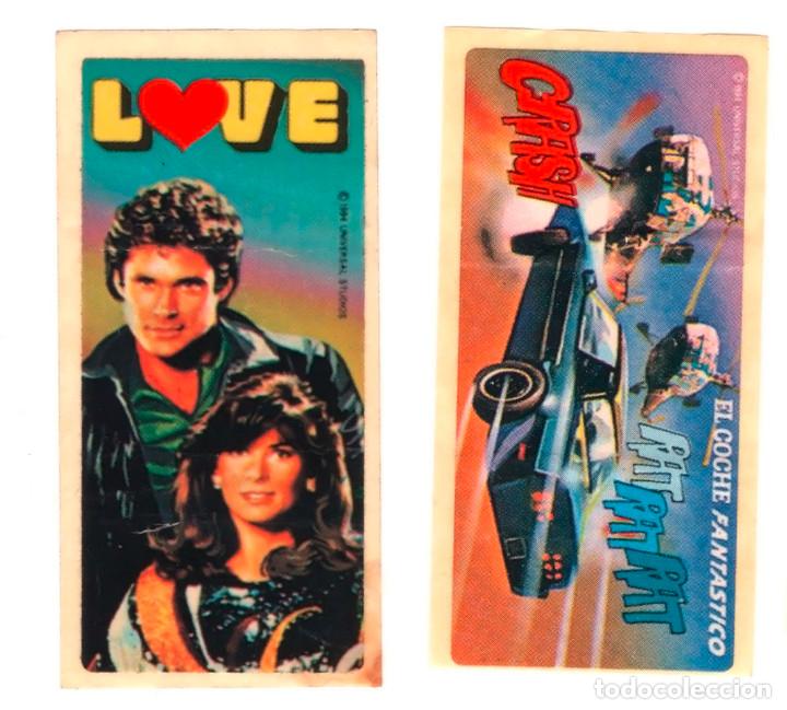 Pegatinas de colecci&oacute;n: LOTE DOS Cromo pegatina chicle COCHE FANTASTICO