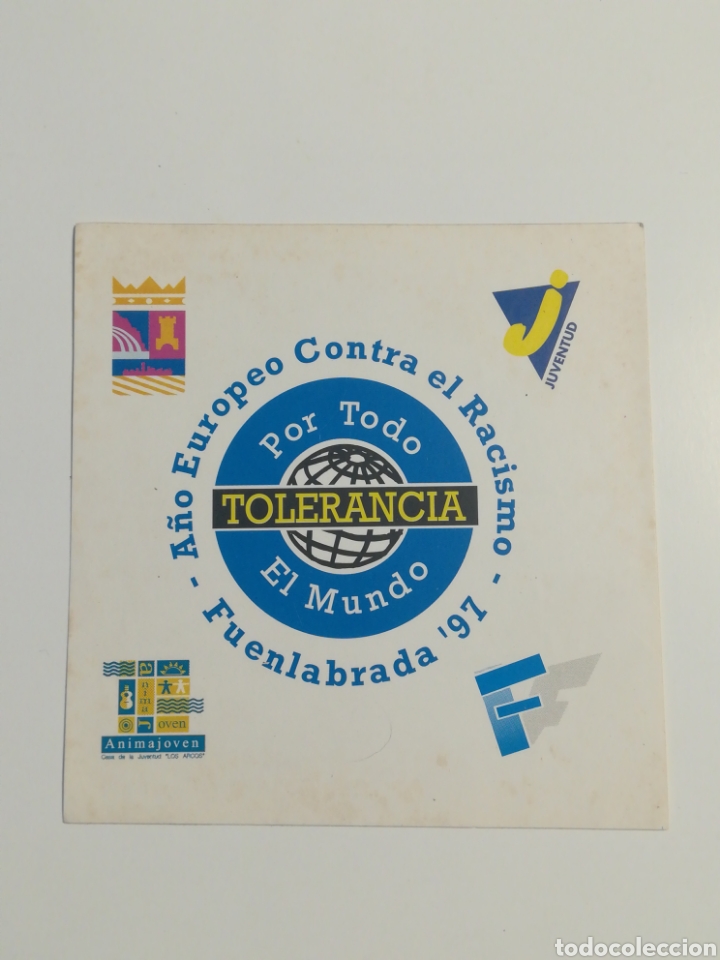 Pegatinas de colecci&oacute;n: Pegatina A&ntilde;o europeo contra el racismo. Fuenlabrada 1997. Tama&ntilde;o 98x100mm