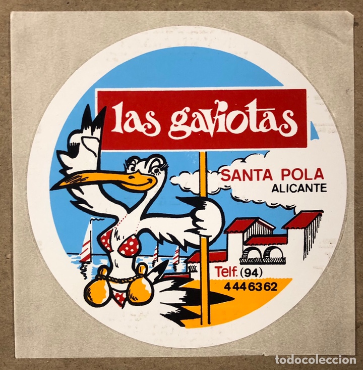 Adesivi di collezione: RESIDENCIAL LAS GAVIOTAS (SANTA POLA). PEGATINA PUBLICITARIA DE LOS A&Ntilde;OS 80.
