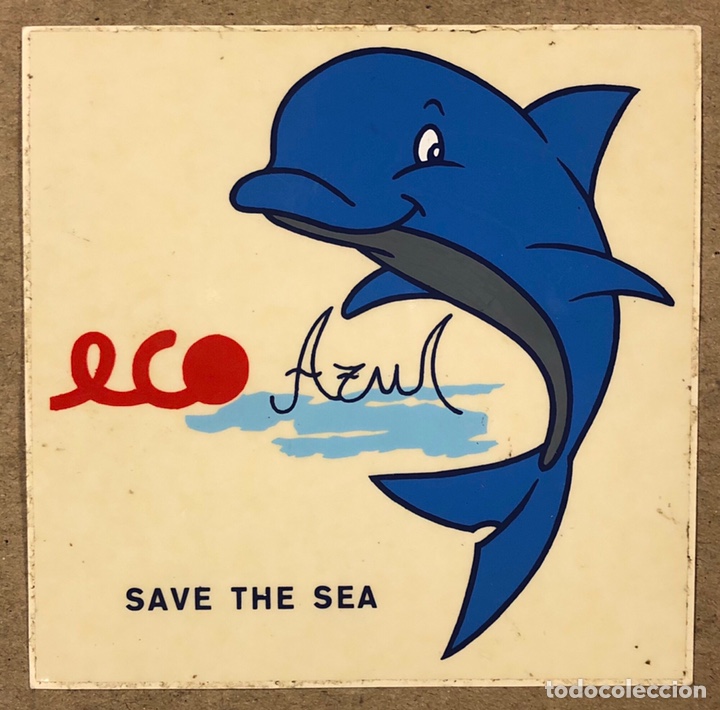 Autocolantes de cole&ccedil;&atilde;o: ECO AZUL &ldquo;SAVE THE SEA&rdquo;. ANTIGUA PEGATINA ECOLOGISTA.