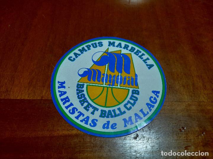 Pegatinas de colecci&oacute;n: CAMPUS MARBELLA. MAYORAL. BASKET. MARISTAS DE M&Aacute;LAGA. REDONDA. SIN USO. BUEN ESTADO. DIFICIL