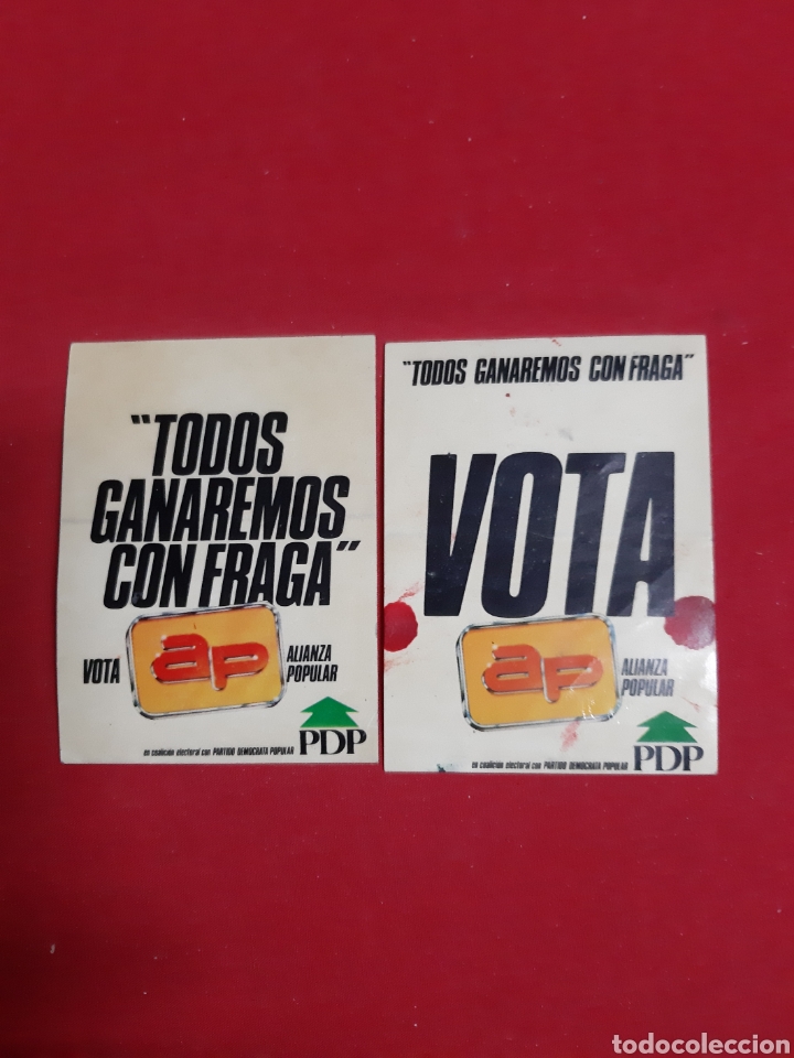 Pegatinas de colecci&oacute;n: Lote de 2 pegatinas pol&iacute;ticas todos ganaremos con Fraga