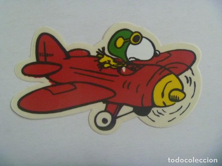 Pegatinas de colecci&oacute;n: PEGATINA DE SNOOPY VOLANDO EN UN AVION. A&Ntilde;OS 80