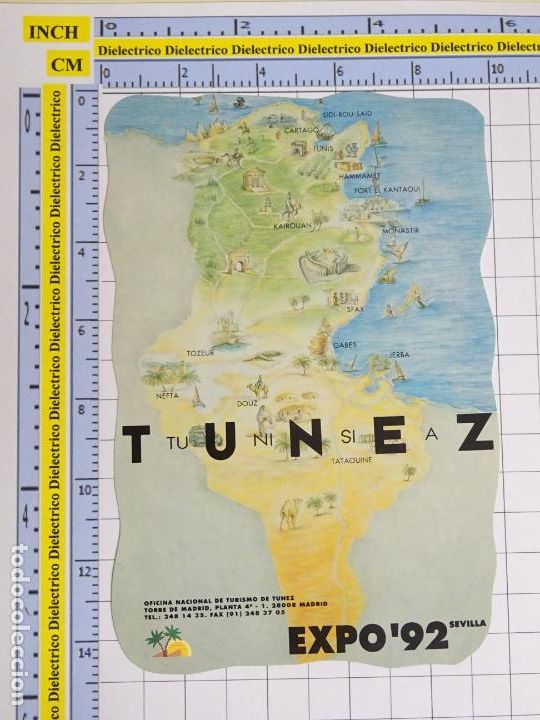 Autocolantes de cole&ccedil;&atilde;o: PEGATINA DE LA EXPO 92 1992 SEVILLA. MAPA DE T&Uacute;NEZ
