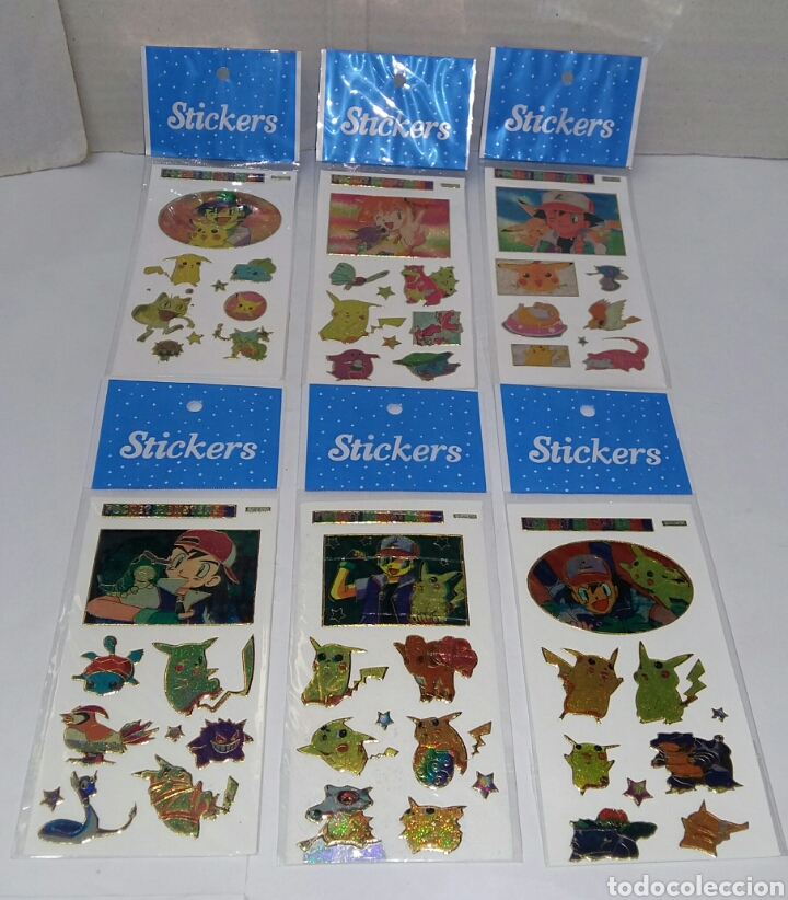 Collection stickers: LOTE POKEMON. STICKERS. 6 BLISTER. NUEVOS. PEGATINAS. ADHESIVOS. POCKET MONSTERS. TODOS DIFERENTES.