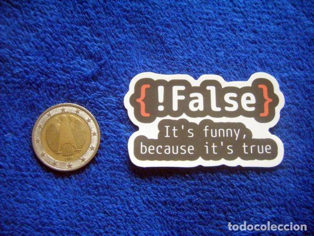 Adesivi di collezione: PEGATINA !FALSE ITS FUNNY BECAUSE ITS TRUE GEEK INTERNET DESARROLLADOR WEB LENGUAJE PROGRAMACION