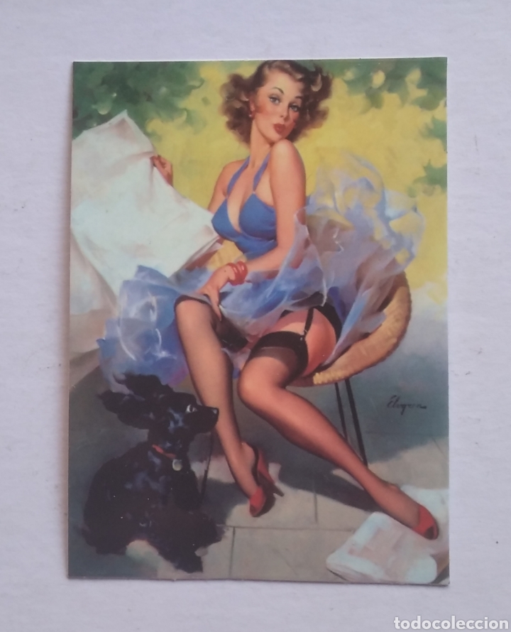 Pegatinas de colecci&oacute;n: Pegatina chica pin Up con perro