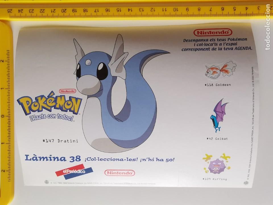 Autocolantes de cole&ccedil;&atilde;o: PEGATINA CROMO VIDEOJUEGOS NINTENDO POKEMON EL PERIODICO ABC 38 DRATINI GOLDEEN GOLBAT KOFFING