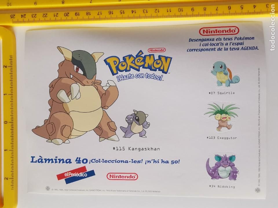 Autocolantes de cole&ccedil;&atilde;o: PEGATINA CROMO VIDEOJUEGOS NINTENDO POKEMON EL PERIODICO ABC 40 KANGASKHAN SQUIRTLE NIDOKING