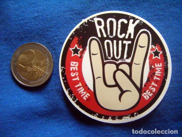 Autocollants de collection: PEGATINA SIGNO CUERNOS ROCK OUT BEST TIME MUSICA ROCK AND ROLL PUNK HEAVY HARD STICKER
