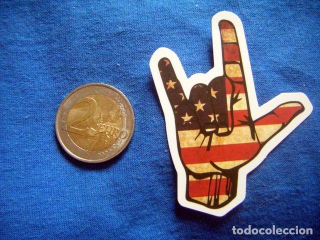 Autocollants de collection: PEGATINA SIGNO CUERNOS USA EEUU PEQ MUSICA ROCK AND ROLL PUNK HEAVY HARD STICKER