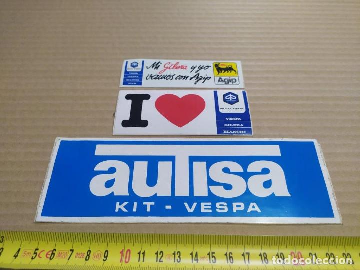 Pegatinas de colecci&oacute;n: LOTE PEGATINAS 3 UNIDADES. MOTO VESPA, GILERA, AGIP, AUTISA KIT VESPA.