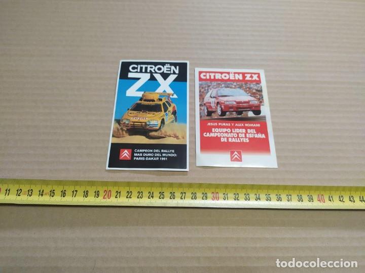 Pegatinas de colecci&oacute;n: LOTE PEGATINAS 2 UNIDADES. CITROEN ZX PARIS DAKAR 1991. CITROEN ZX JES&Uacute;S PURAS Y ALEX ROMANI.