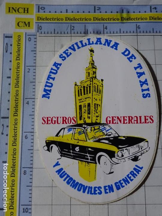 Autocolantes de cole&ccedil;&atilde;o: PEGATINA DE COCHES MOTOS. TAXI SEVILLA MUTUA SEVILLANA DE TAXIS SEGUROS GENERALES. 1