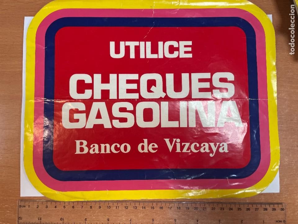 Autocolantes de cole&ccedil;&atilde;o: PEGATINA. UTILICE CHEQUES GASOLINA BANCO DE VIZCAYA. TDKC5