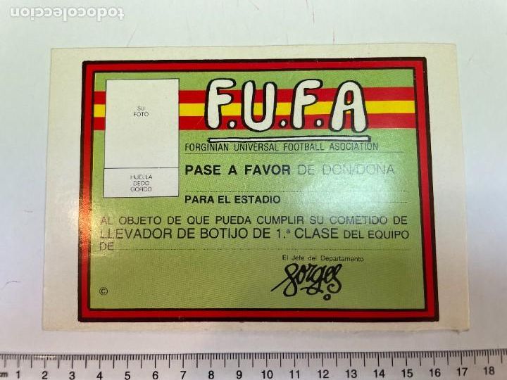 Autocolantes de cole&ccedil;&atilde;o: PEGATINA. FORGES. F.U.F.A FORGINIAN UNIVERSAL FOOTBALL ASOCIATION. LLEVADOR DE BOTIJO. TDKC5 HOJA6