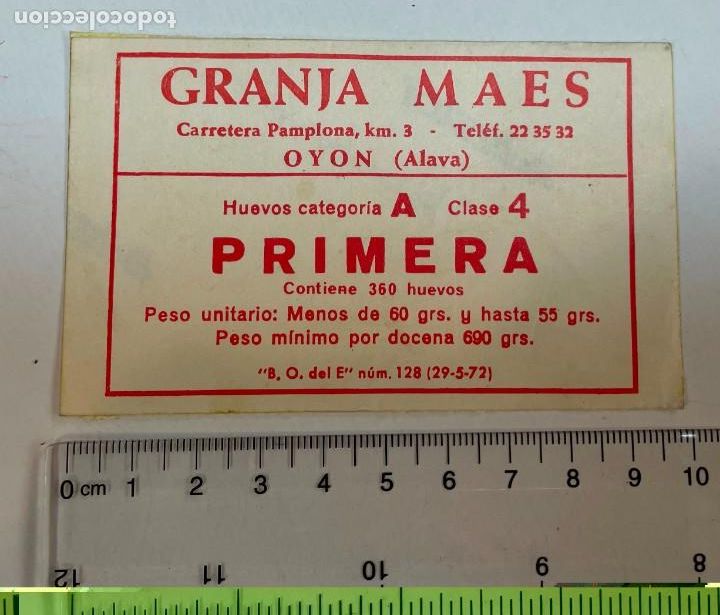 Autocolantes de cole&ccedil;&atilde;o: PEGATINA. GRANJA MAES. OYON ALAVA. HUEVOS PRIMERA TDKC5. HOJA5