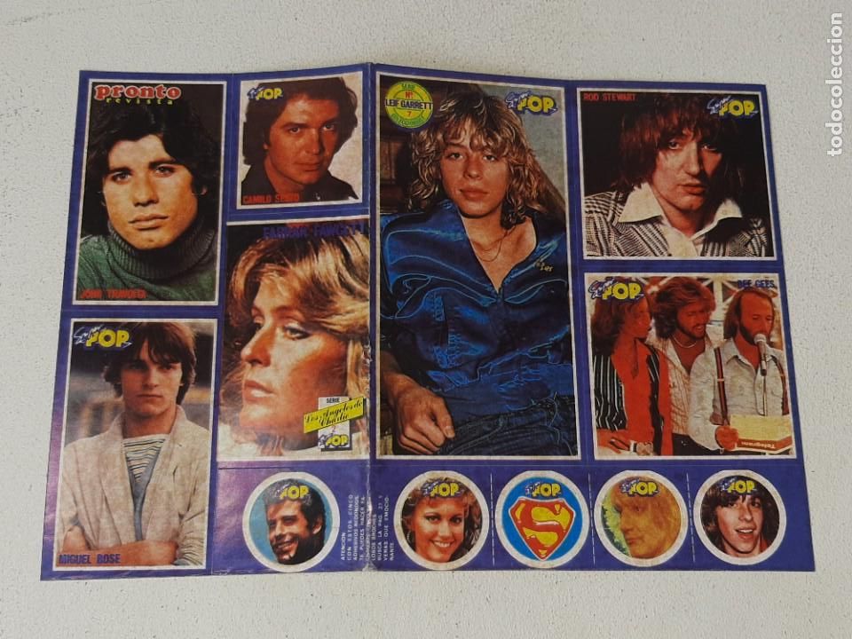 Pegatinas de colecci&oacute;n: ANTIGUA LAMINA DE PEGATINAS DE LA REVISTA PRONTO - SUPER POP ROD STEWARD - TRAVOLTA - GARRETA&Ntilde;OS 70