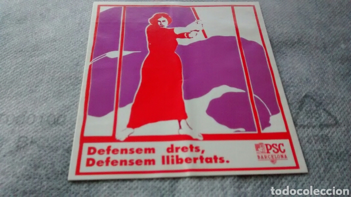 Pegatinas de colecci&oacute;n: DEFENSEM DRETS, DEFENSEM LLIBERTATS. PSC BARCELONA.