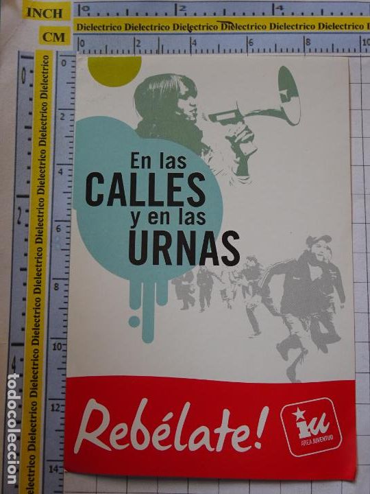 Autocollants de collection: PEGATINA POL&Iacute;TICO SINDICAL REIVINDICATIVO. IZQUIERDA UNIDA AREA JUVENTUD. EN LAS CALLES Y URNAS 83