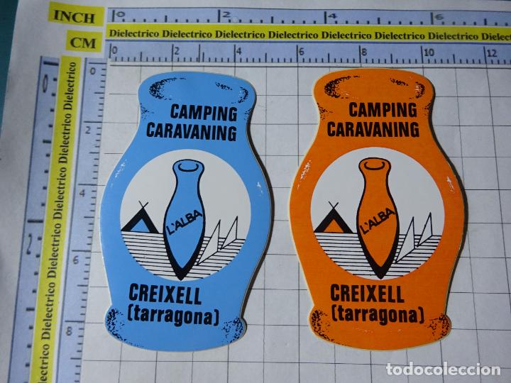 Pegatinas de colecci&oacute;n: 2 PEGATINAS DE TURISMO. CAMPING CARAVANING L'ALBA CREIXELL TARRAGONA. 28