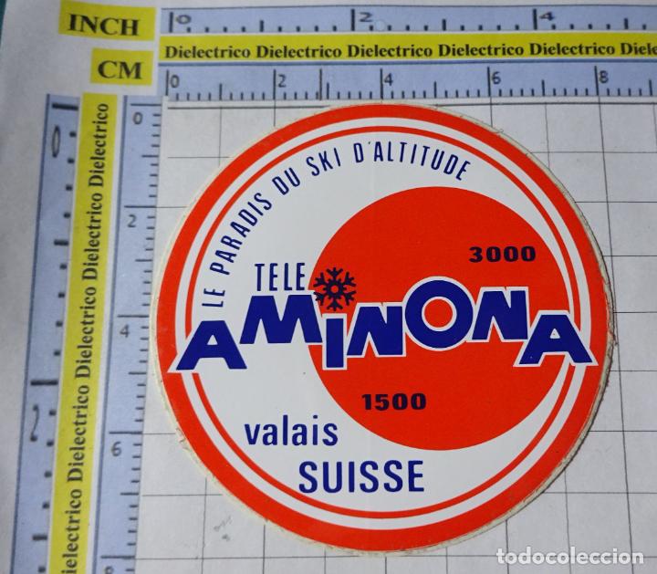 Pegatinas de colecci&oacute;n: PEGATINA DE TURISMO. TELE AMINONA VALAIS SUISSE PARAISO ESQU&Iacute; DE ALTITUD. SUIZA. 34