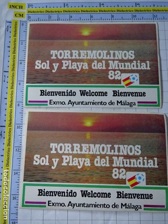 Pegatinas de colecci&oacute;n: 2 PEGATINAS DE DEPORTE. MUNDIAL COPA DEL MUNDO F&Uacute;TBOL ESPA&Ntilde;A 82 1982. TORREMOLINOS. 100
