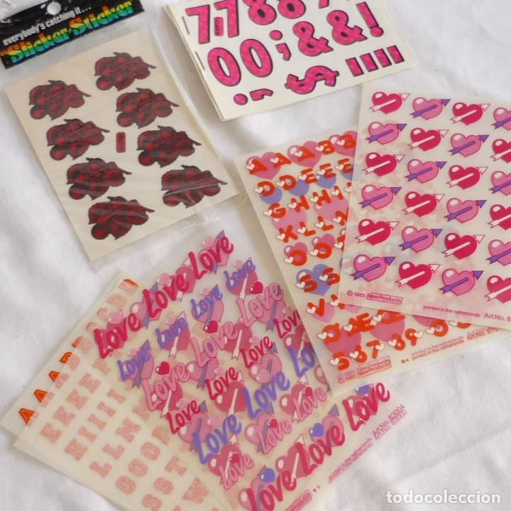 Autocollants de collection: Conjunto de pegatinas n&uacute;meros, letras, corazones,...., a&ntilde;os 80