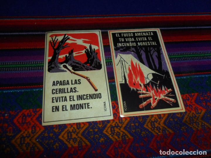 Pegatinas de colecci&oacute;n: 2 PEGATINA ICONA EL FUEGO AMENAZA TU VIDA EVITA INCENDIO FORESTAL, APAGA LAS CERILLAS EVITA EN MONTE