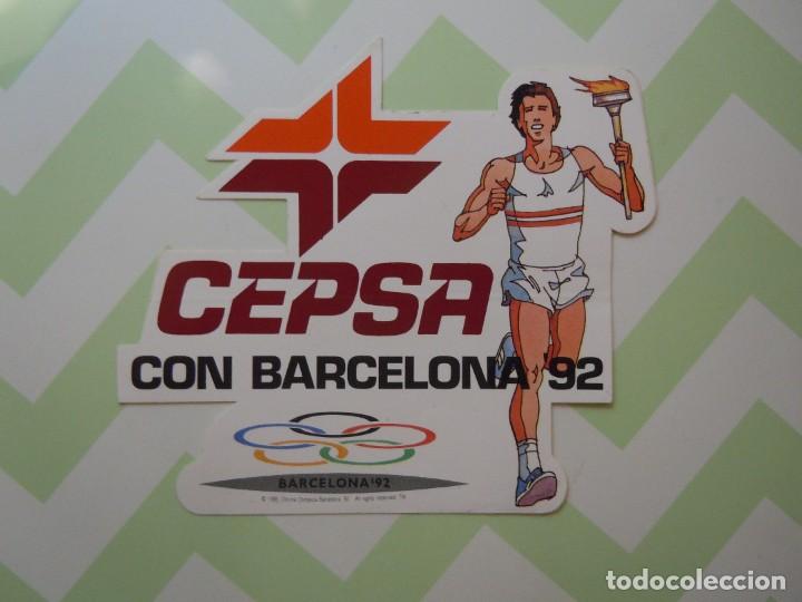 Pegatinas de colecci&oacute;n: Pegatina Cepsa con Barcelona 92, dimensiones 11x12 cm
