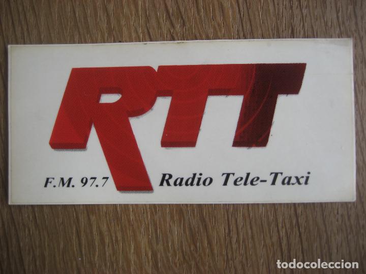 Pegatinas de colecci&oacute;n: Radio Tele-Taxi. F.M. 97.7. 15 x 7 cm.