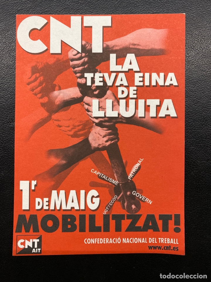 Collection stickers: PEGATINA SINDICALISTA POL&Iacute;TICA. SINDICATO CONFEDERACI&Oacute; NACIONAL DEL TREBALL. CNT-AIT. CATALUNYA