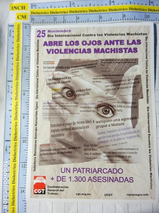 Collection stickers: PEGATINA POL&Iacute;TICO SINDICAL. CGT. 25 NOVIEMBRE D&Iacute;A CONTRA LA VIOLENCIA MACHISTA. 164